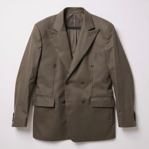 Mens Black Double-Breasted Blazer Jacket With Notched Lapels & Buttoned Cuffs NW